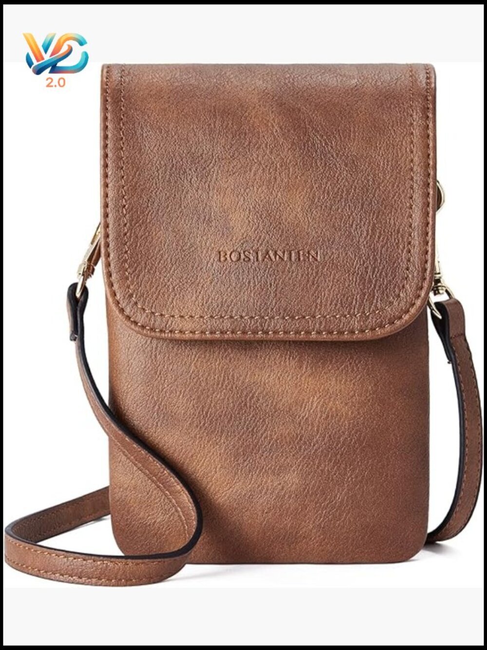Vegan Leather Crossbody Bag with Phone Pocket Adjustable Strap Satchel